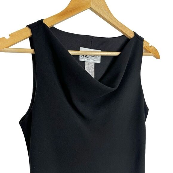 Vintage 90s Y2K Cowl Neck Dress Sz 6 Black Asymmetrical Hem Witchy Fairy Goth - Picture 3 of 11